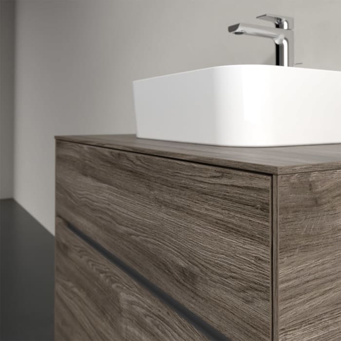 Villeroy & Boch Collaro Waschtischunterschrank 80 x 50 cm, mit 2 Auszügen und LED-Beleuchtung für Finion Waschtisch