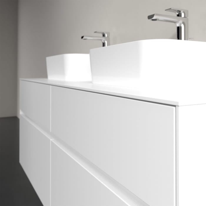 Villeroy & Boch Collaro Waschtischunterschrank 140 x 50 cm, mit 4 Auszügen und LED-Beleuchtung für 2 Finion Waschtische