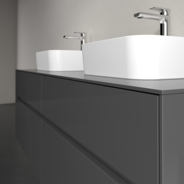 Villeroy & Boch Collaro Waschtischunterschrank 160 x 50 cm, mit 4 Auszügen und LED-Beleuchtung für 2 Finion Waschtische