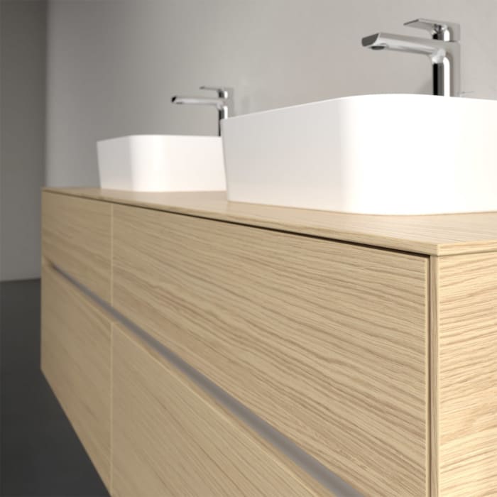 Villeroy & Boch Collaro Waschtischunterschrank 160 x 50 cm, mit 4 Auszügen und LED-Beleuchtung für 2 Finion Waschtische