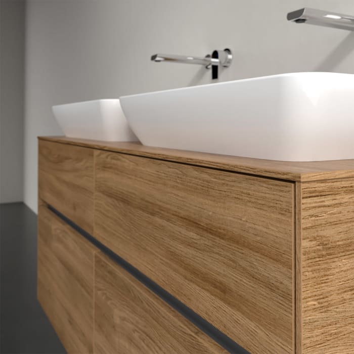 Villeroy & Boch Collaro Waschtischunterschrank 120 x 50 cm, mit 4 Auszügen und LED-Beleuchtung für 2 Venticello Waschtische