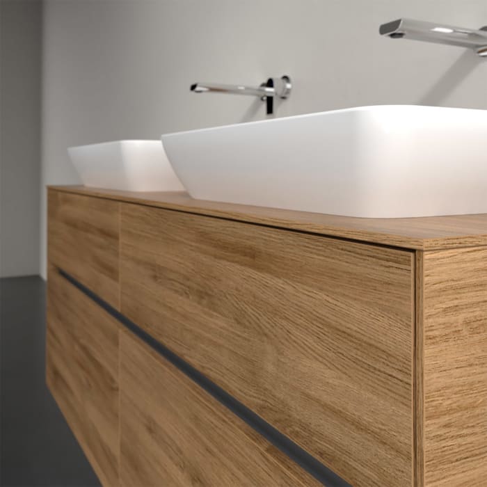 Villeroy & Boch Collaro Waschtischunterschrank 140 x 50 cm, mit 4 Auszügen und LED-Beleuchtung für 2 Venticello Waschtische