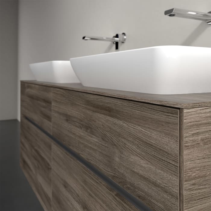 Villeroy & Boch Collaro Waschtischunterschrank 140 x 50 cm, mit 4 Auszügen und LED-Beleuchtung für 2 Venticello Waschtische