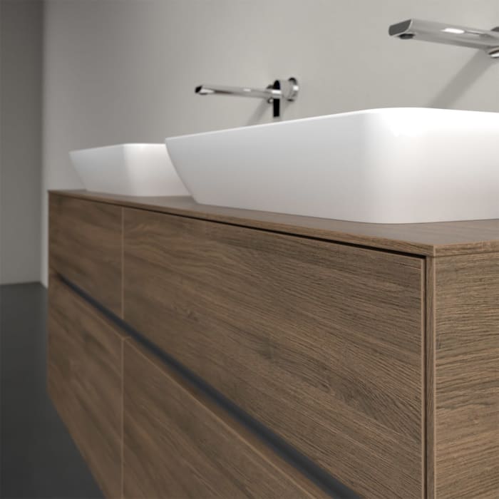 Villeroy & Boch Collaro Waschtischunterschrank 140 x 50 cm, mit 4 Auszügen und LED-Beleuchtung für 2 Venticello Waschtische