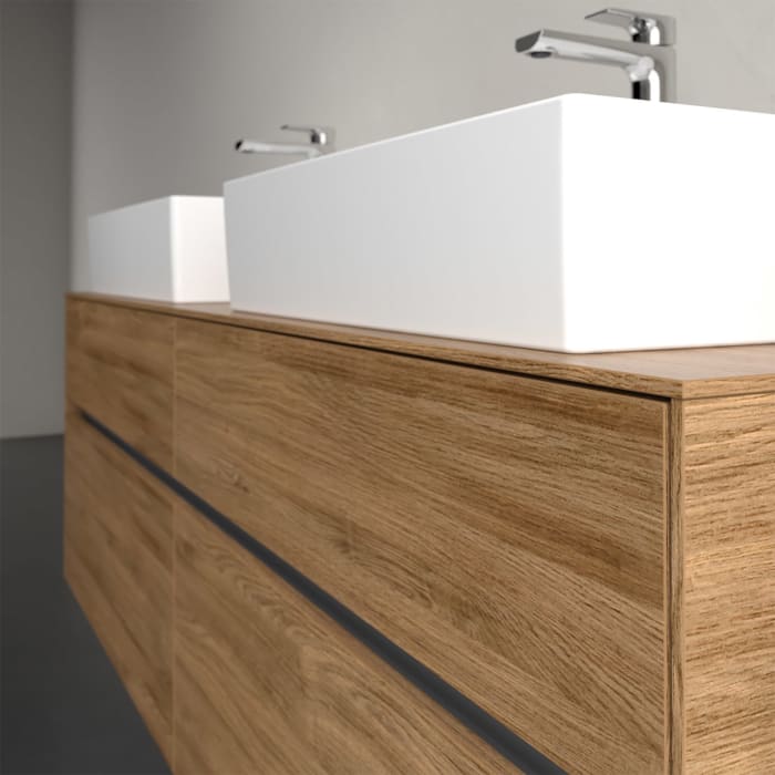 Villeroy & Boch Collaro Waschtischunterschrank 160 x 50 cm, mit 4 Auszügen und LED-Beleuchtung für 2 Waschtische