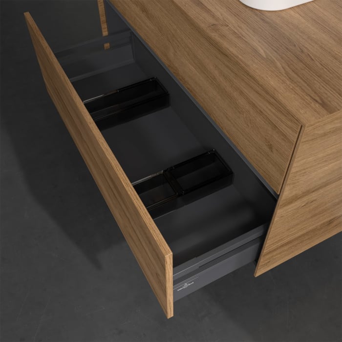 Villeroy & Boch Collaro Waschtischunterschrank 100 x 50 cm, mit 2 Auszügen und LED-Beleuchtung für Finion Waschtisch