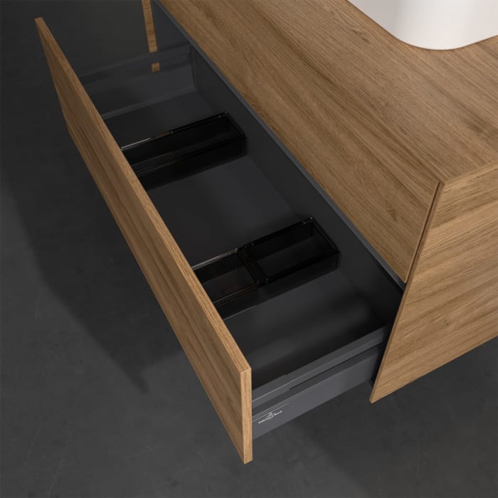 Villeroy & Boch Collaro Waschtischunterschrank 100 x 50 cm, mit 2 Auszügen und LED-Beleuchtung für Finion Waschtisch