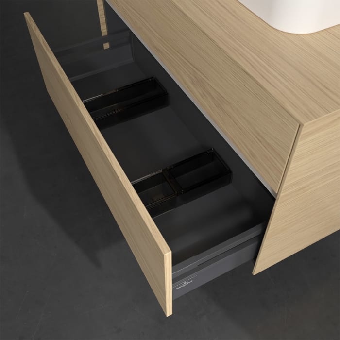 Villeroy & Boch Collaro Waschtischunterschrank 100 x 50 cm, mit 2 Auszügen und LED-Beleuchtung für Finion Waschtisch