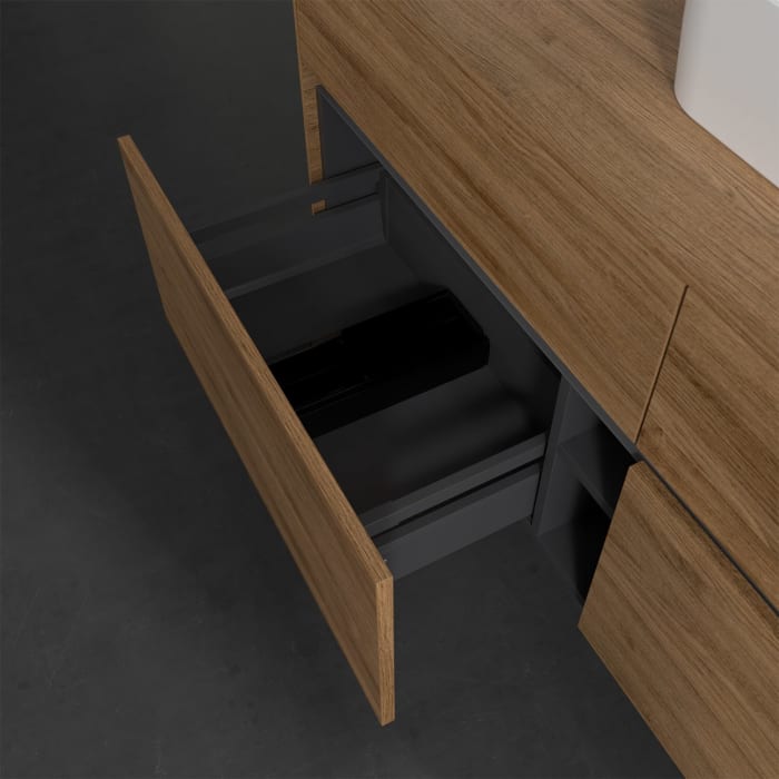 Villeroy & Boch Collaro Waschtischunterschrank 140 x 50 cm, mit 4 Auszügen und LED-Beleuchtung für Finion Waschtisch