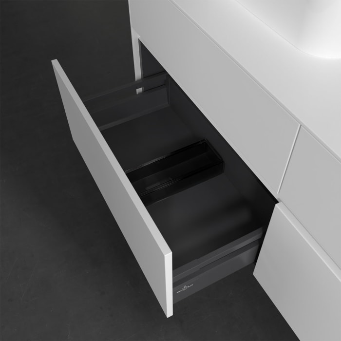 Villeroy & Boch Collaro Waschtischunterschrank 140 x 50 cm, mit 4 Auszügen und LED-Beleuchtung für 2 Finion Waschtische