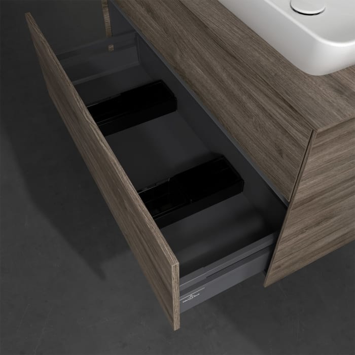 Villeroy & Boch Collaro Waschtischunterschrank 100 x 50 cm, mit 2 Auszügen und LED-Beleuchtung für Venticello Waschtisch