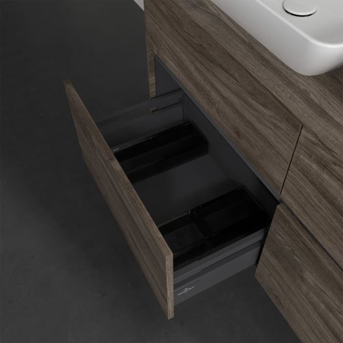 Villeroy & Boch Collaro Waschtischunterschrank 120 x 50 cm, mit 4 Auszügen und LED-Beleuchtung für 2 Venticello Waschtische