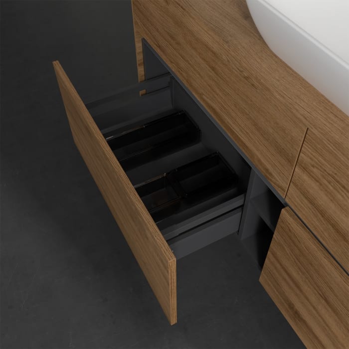 Villeroy & Boch Collaro Waschtischunterschrank 140 x 50 cm, mit 4 Auszügen und LED-Beleuchtung für Venticello Waschtisch