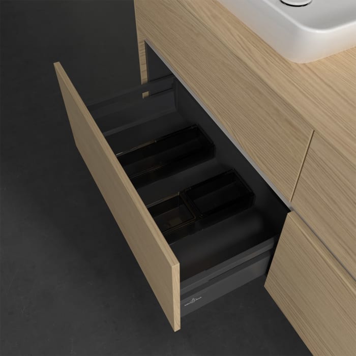 Villeroy & Boch Collaro Waschtischunterschrank 140 x 50 cm, mit 4 Auszügen und LED-Beleuchtung für Venticello Waschtisch