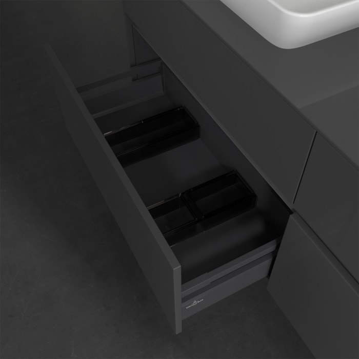 Villeroy & Boch Collaro Waschtischunterschrank 160 x 50 cm, mit 4 Auszügen und LED-Beleuchtung für 2 Venticello Waschtische