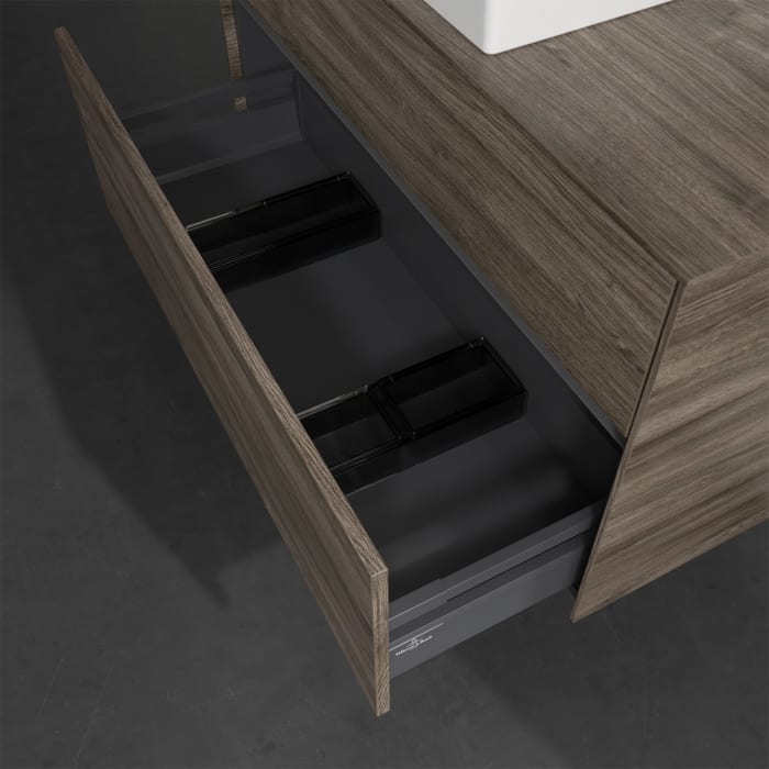 Villeroy & Boch Collaro Waschtischunterschrank 100 x 50 cm, mit 2 Auszügen und LED-Beleuchtung