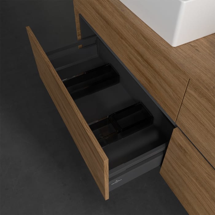 Villeroy & Boch Collaro Waschtischunterschrank 160 x 50 cm, mit 4 Auszügen und LED-Beleuchtung für 2 Waschtische