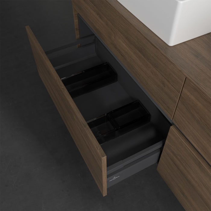 Villeroy & Boch Collaro Waschtischunterschrank 160 x 50 cm, mit 4 Auszügen und LED-Beleuchtung für 2 Waschtische