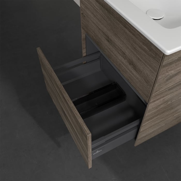 Villeroy & Boch Collaro Waschtischunterschrank 56 x 48 cm, mit 2 Auszügen und LED-Beleuchtung für Venticello Waschtisch