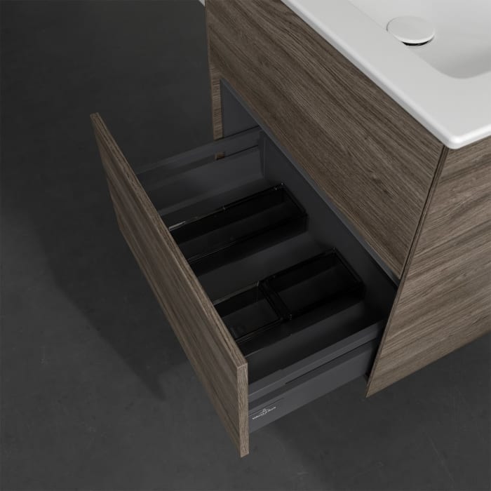 Villeroy & Boch Collaro Waschtischunterschrank 61 x 48 cm, mit 2 Auszügen und LED-Beleuchtung für Venticello Waschtisch