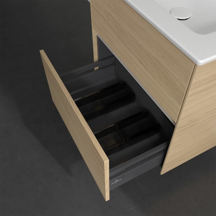 Villeroy & Boch Collaro Waschtischunterschrank 61 x 48 cm, mit 2 Auszügen und LED-Beleuchtung für Venticello Waschtisch