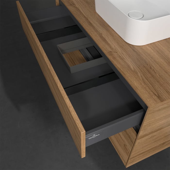 Villeroy & Boch Collaro Waschtischunterschrank 100 x 50 cm, mit 2 Auszügen und LED-Beleuchtung für Finion Waschtisch