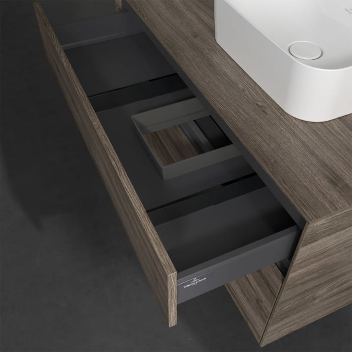 Villeroy & Boch Collaro Waschtischunterschrank 100 x 50 cm, mit 2 Auszügen und LED-Beleuchtung für Finion Waschtisch