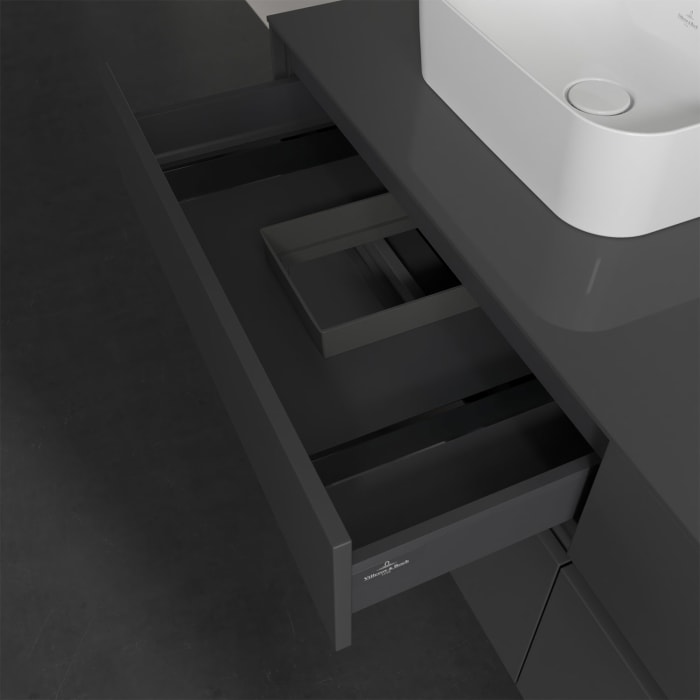 Villeroy & Boch Collaro Waschtischunterschrank 160 x 50 cm, mit 4 Auszügen und LED-Beleuchtung für 2 Finion Waschtische