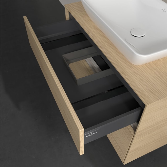 Villeroy & Boch Collaro Waschtischunterschrank 80 x 50 cm, mit 2 Auszügen und LED-Beleuchtung für Venticello Waschtisch