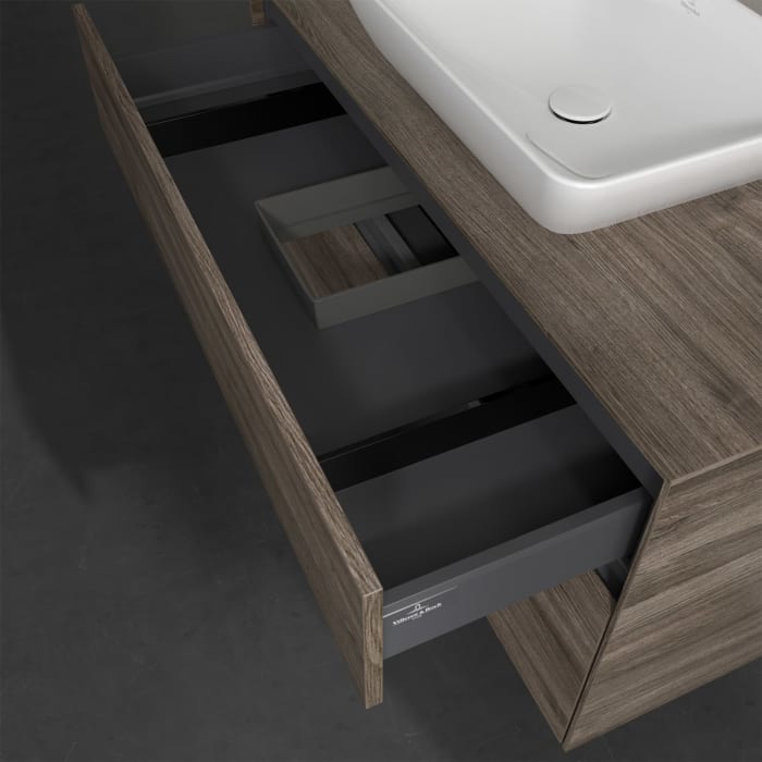 Villeroy & Boch Collaro Waschtischunterschrank 100 x 50 cm, mit 2 Auszügen und LED-Beleuchtung für Venticello Waschtisch