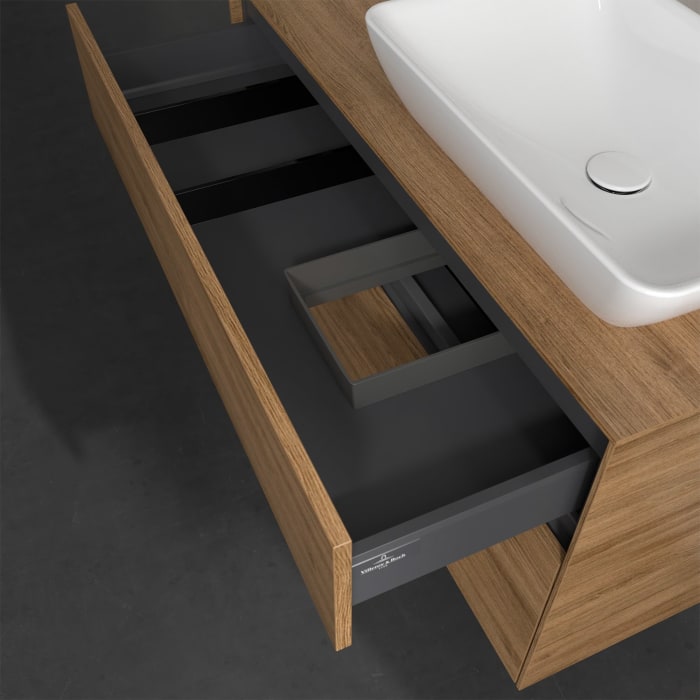 Villeroy & Boch Collaro Waschtischunterschrank 100 x 50 cm, mit 2 Auszügen und LED-Beleuchtung für Venticello Waschtisch