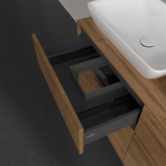 Villeroy & Boch Collaro Waschtischunterschrank 120 x 50 cm, mit 4 Auszügen und LED-Beleuchtung für 2 Venticello Waschtische