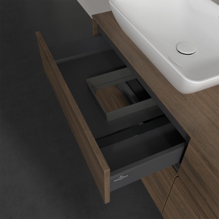 Villeroy & Boch Collaro Waschtischunterschrank 140 x 50 cm, mit 4 Auszügen und LED-Beleuchtung für Venticello Waschtisch