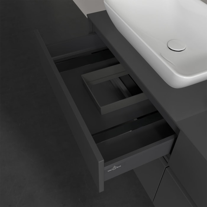 Villeroy & Boch Collaro Waschtischunterschrank 140 x 50 cm, mit 4 Auszügen und LED-Beleuchtung für 2 Venticello Waschtische