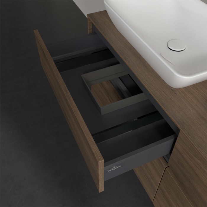 Villeroy & Boch Collaro Waschtischunterschrank 140 x 50 cm, mit 4 Auszügen und LED-Beleuchtung für 2 Venticello Waschtische