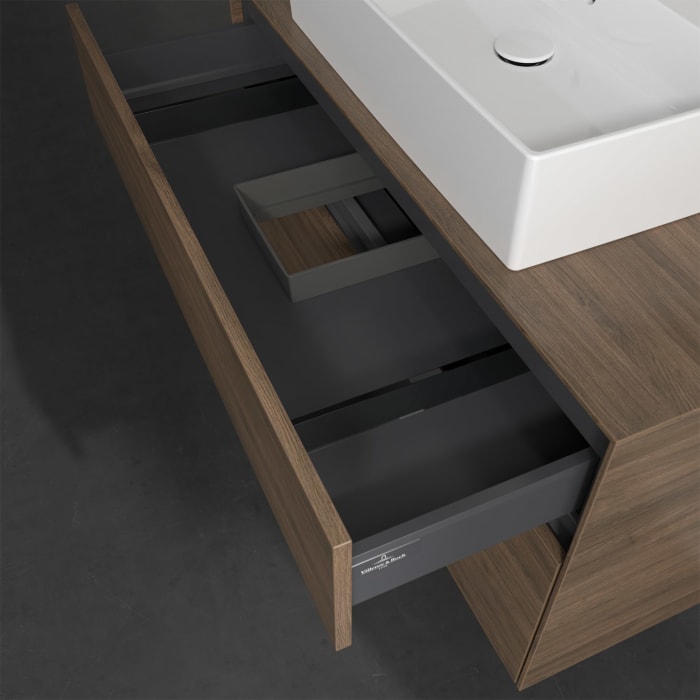 Villeroy & Boch Collaro Waschtischunterschrank 100 x 50 cm, mit 2 Auszügen und LED-Beleuchtung