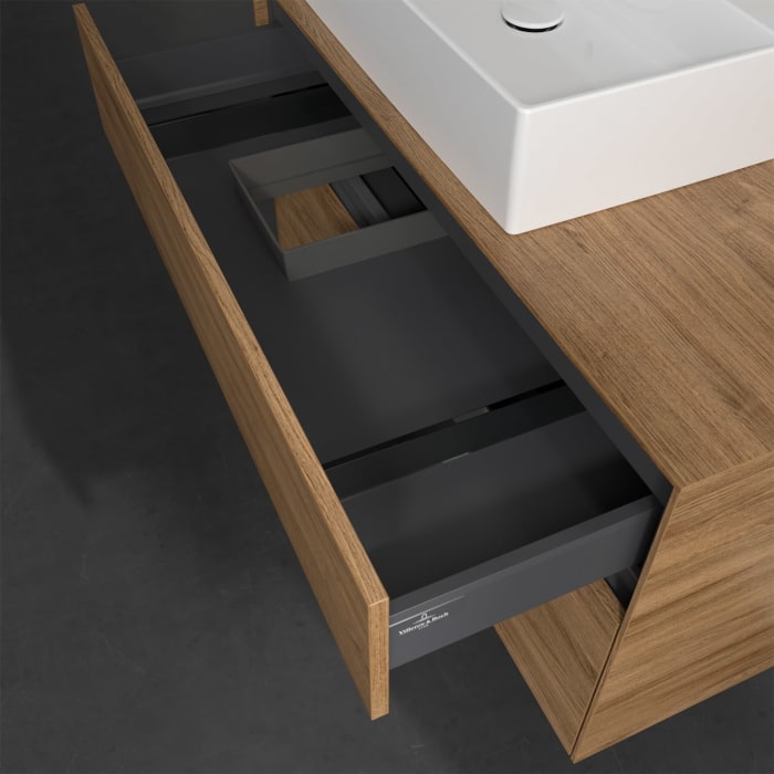 Villeroy & Boch Collaro Waschtischunterschrank 100 x 50 cm, mit 2 Auszügen und LED-Beleuchtung