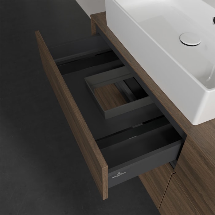 Villeroy & Boch Collaro Waschtischunterschrank 140 x 50 cm, mit 4 Auszügen und LED-Beleuchtung