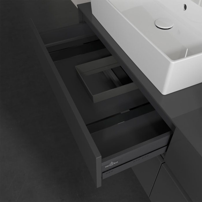 Villeroy & Boch Collaro Waschtischunterschrank 160 x 50 cm, mit 4 Auszügen und LED-Beleuchtung für 2 Waschtische