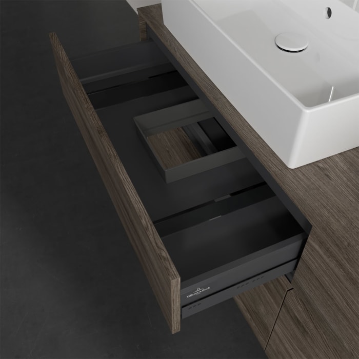 Villeroy & Boch Collaro Waschtischunterschrank 160 x 50 cm, mit 4 Auszügen und LED-Beleuchtung für 2 Waschtische