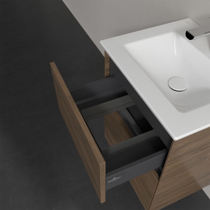 Villeroy & Boch Collaro Waschtischunterschrank 47 x 40 cm, mit 2 Auszügen und LED-Beleuchtung für Venticello Waschtisch