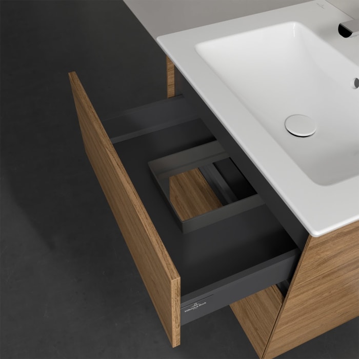 Villeroy & Boch Collaro Waschtischunterschrank 61 x 48 cm, mit 2 Auszügen und LED-Beleuchtung für Venticello Waschtisch