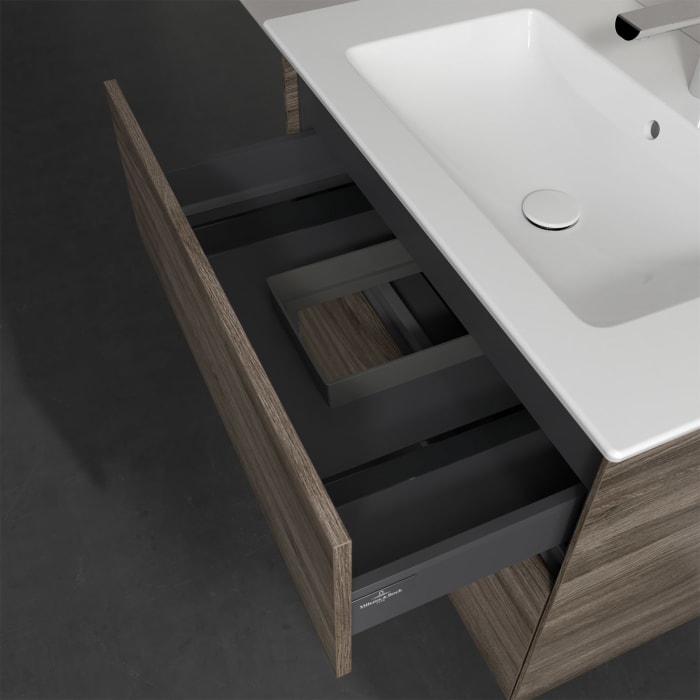 Villeroy & Boch Collaro Waschtischunterschrank 76 x 48 cm, mit 2 Auszügen und LED-Beleuchtung für Venticello Waschtisch