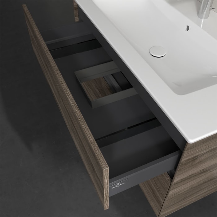 Villeroy & Boch Collaro Waschtischunterschrank 96 x 48 cm, mit 2 Auszügen und LED-Beleuchtung für Venticello Waschtisch