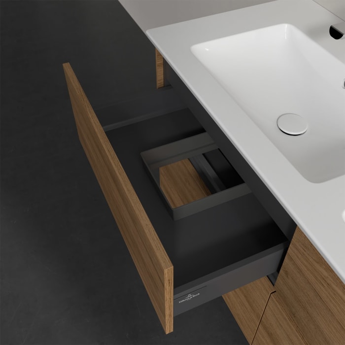 Villeroy & Boch Collaro Waschtischunterschrank 126 x 48 cm, mit 4 Auszügen und LED-Beleuchtung für Venticello Waschtisch