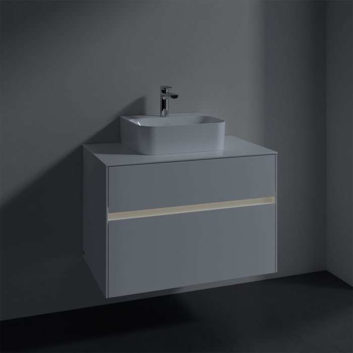 Villeroy & Boch Collaro Waschtischunterschrank 80 x 50 cm, mit 2 Auszügen und LED-Beleuchtung für Finion Waschtisch
