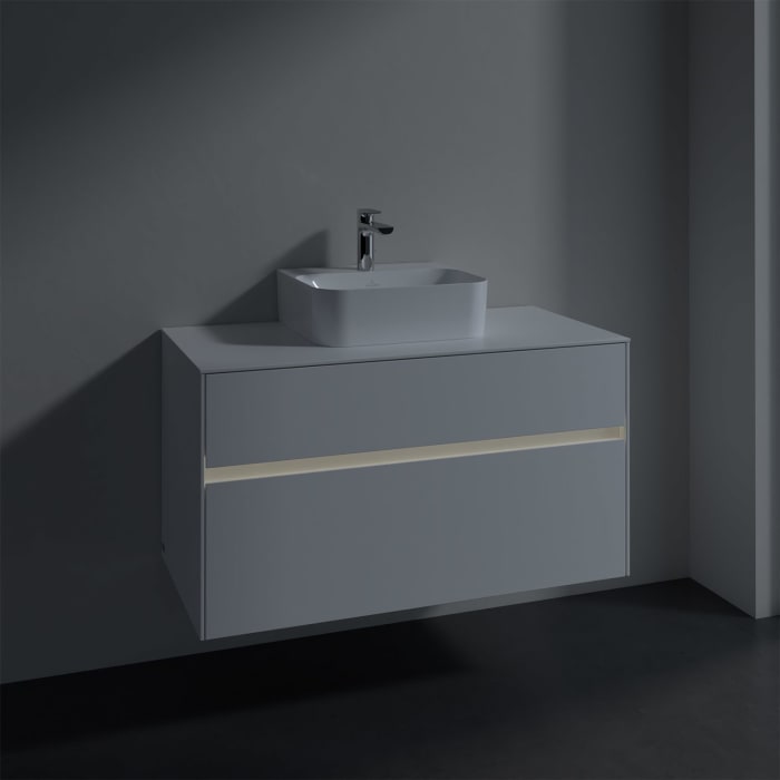Villeroy & Boch Collaro Waschtischunterschrank 100 x 50 cm, mit 2 Auszügen und LED-Beleuchtung für Finion Waschtisch