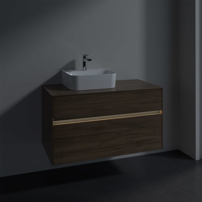 Villeroy & Boch Collaro Waschtischunterschrank 100 x 50 cm, mit 2 Auszügen und LED-Beleuchtung für Finion Waschtisch