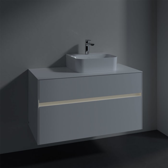 Villeroy & Boch Collaro Waschtischunterschrank 100 x 50 cm, mit 2 Auszügen und LED-Beleuchtung für Finion Waschtisch