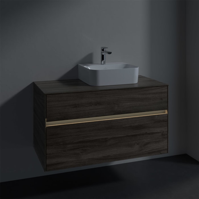 Villeroy & Boch Collaro Waschtischunterschrank 100 x 50 cm, mit 2 Auszügen und LED-Beleuchtung für Finion Waschtisch